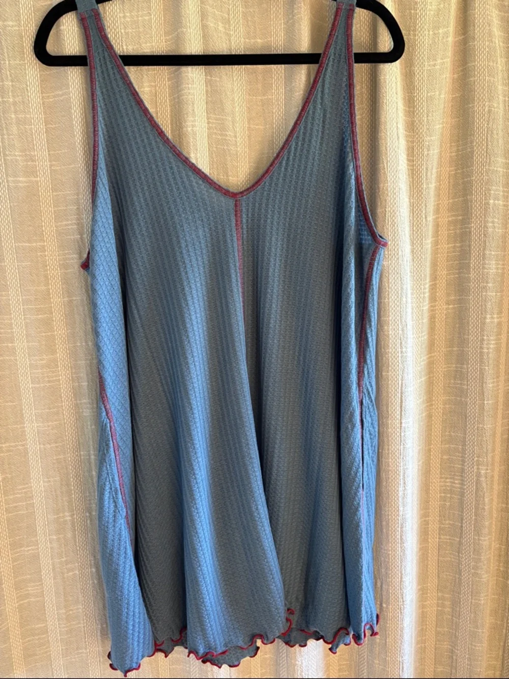 Natural Life Ava Cover Up Blue Knit Swing Tank with Red Contrast Stitching Sz M - Picture 2 of 8